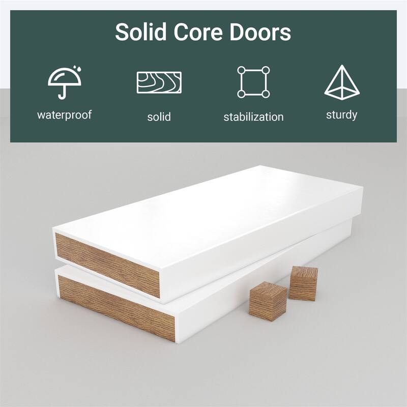 32 X 80 X 5 inch 5-Lite Frosted Glass Door Solid Wood French Door