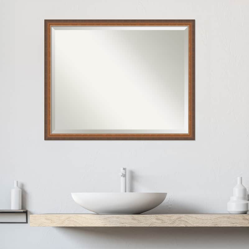 Two Tone Beveled Wood Framed Bathroom Vanity Wall Mirror