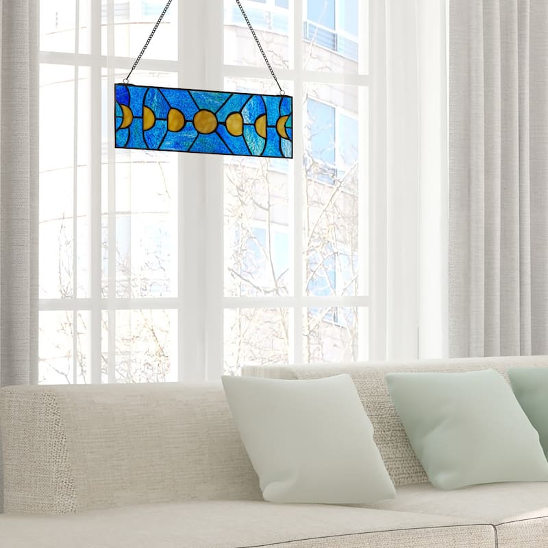 Moon Phases River of Goods Stained Glass Window Panel - 14" x 0.25" x 5"
