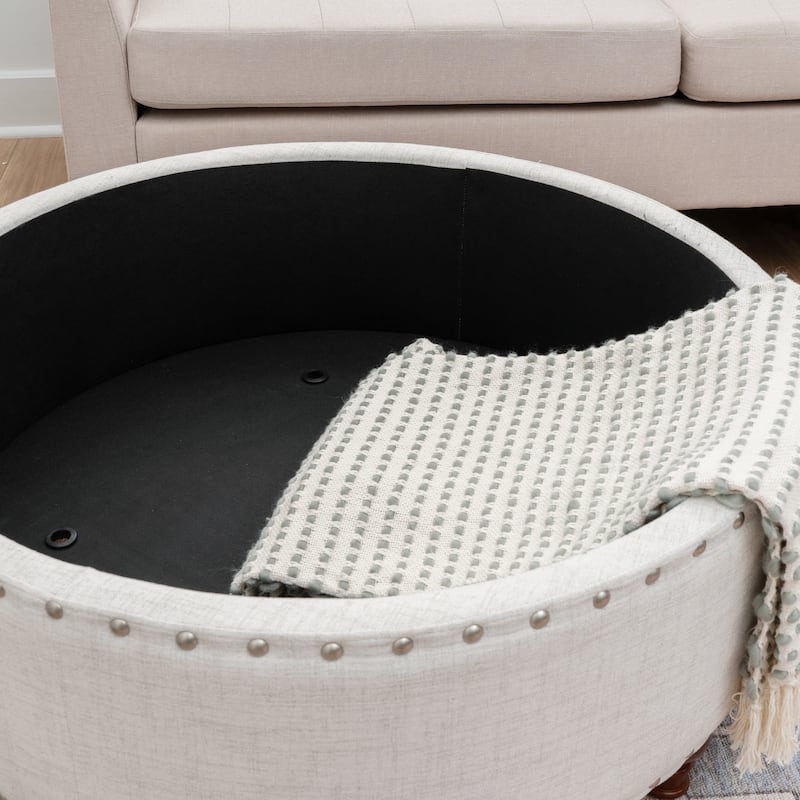 Madeleine Round Storage Ottoman Natural