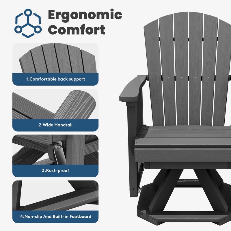 HDPE Adirondack Swivel Glider, Outdoor Patio Chair