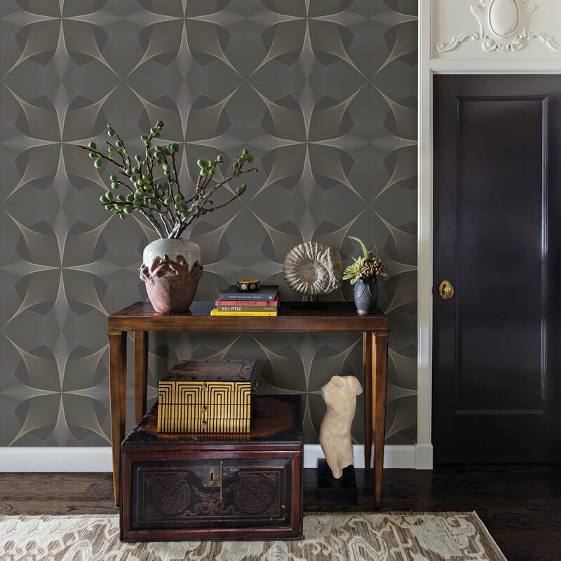 A-Street Prints Radius Dark Brown Geometric Wallpaper