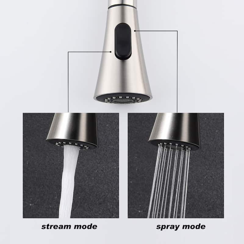 Stainless Steel Single Handle Kitchen Sink Faucet with Pull Down Sprayer