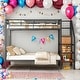 preview thumbnail 1 of 9, Full over Full Bunk Bed With Lateral Storage Ladder and Wardrobe for Home Black