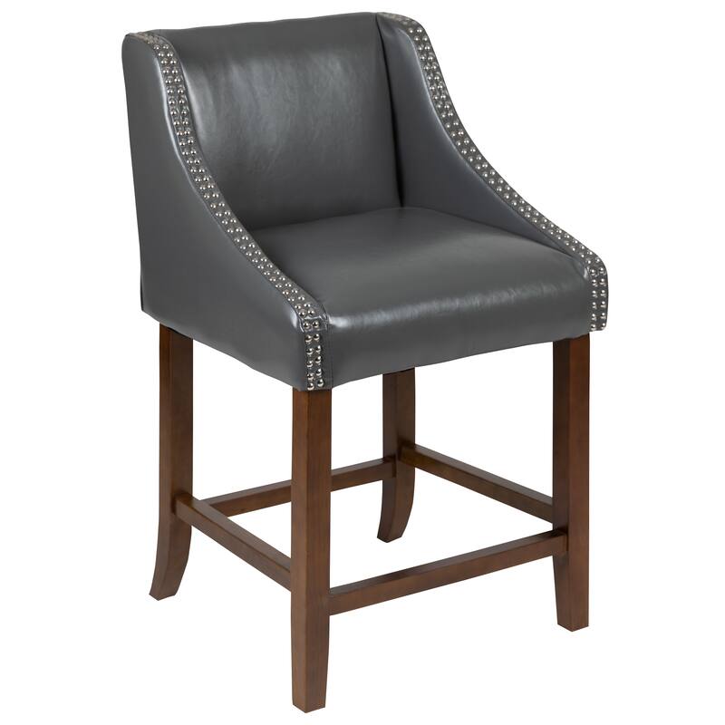 24-inch Transitional Curved Walnut Counter Height Stools (Set of 2) - 20"W x 22"D x 36"H