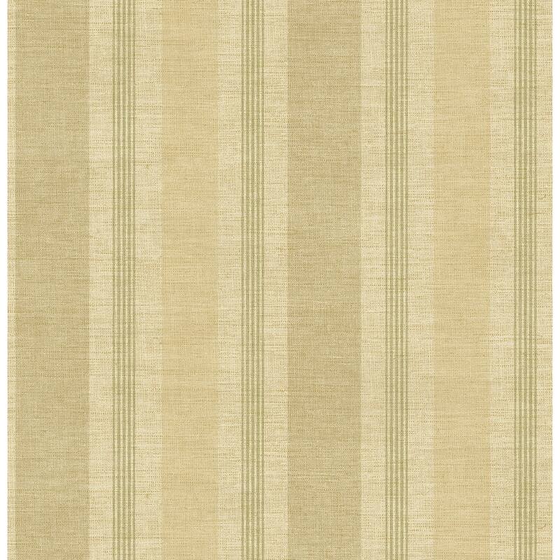 Seabrook Designs Harmonia Linen Stripe Unpasted Wallpaper - 20.5 in. W x 33 ft. L - Metallic Beige & Sage