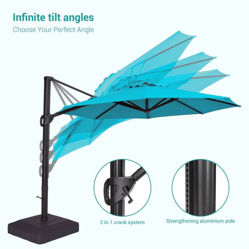 BONOSUKI 11-ft 360-degree Rotating Cantilever Patio Umbrella with Base
