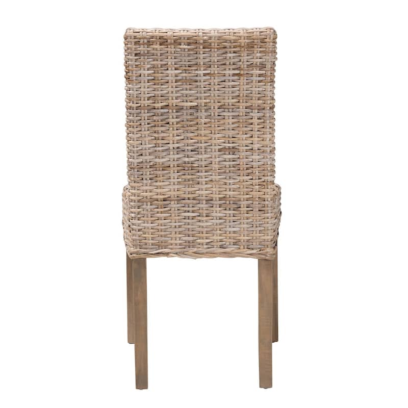 bali & pari Nevina Bohemian Grey Kubu Rattan and Mango Wood Dining Chair