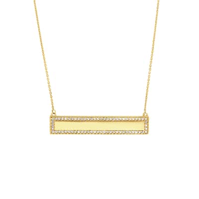 Marquee Jewels 1/3 CTW 14K Solid Yellow Gold and Natural Diamond Adjustable Bar Necklace
