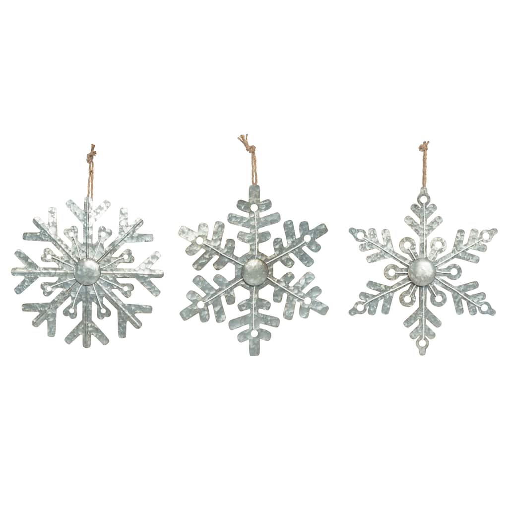 Transpac Metal Rope Accent Snowflake Decor Set of Home Decorations Set of 3 Christmas