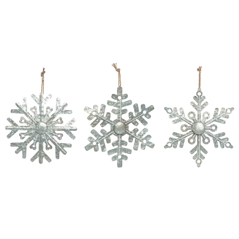 Transpac Metal Rope Accent Snowflake Decor Set of Home Decorations Set of 3 Christmas