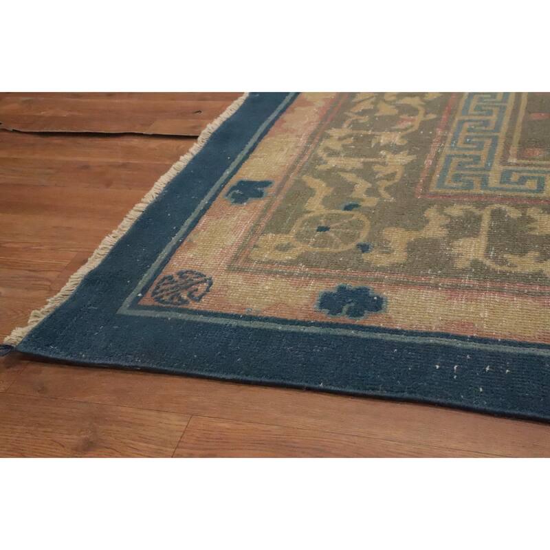 Hand Knotted Oriental 100% Wool Carpet Traditional Medallion Navy Blue & Blues Art Deco Area Rug - 10' 0'' X 8' 10''