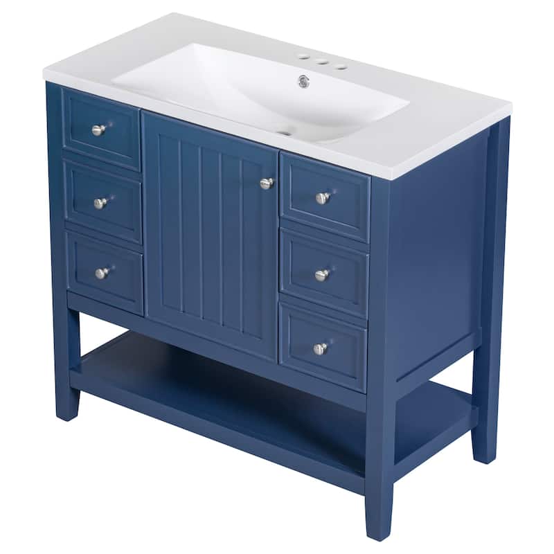 Roomfitters 36" Bathroom Vanity with Sink Cabinet with 3 Drawers and Door Solid Wood and MDF Structure
