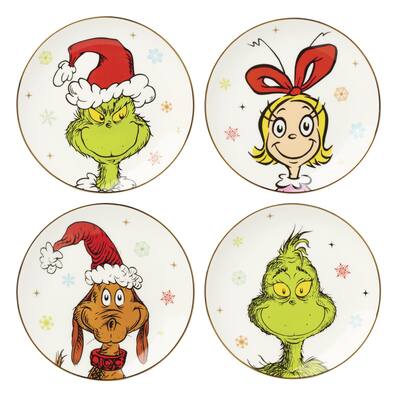 Lenox Merry Grinchmas Accent Plates, Set of 4, Assorted
