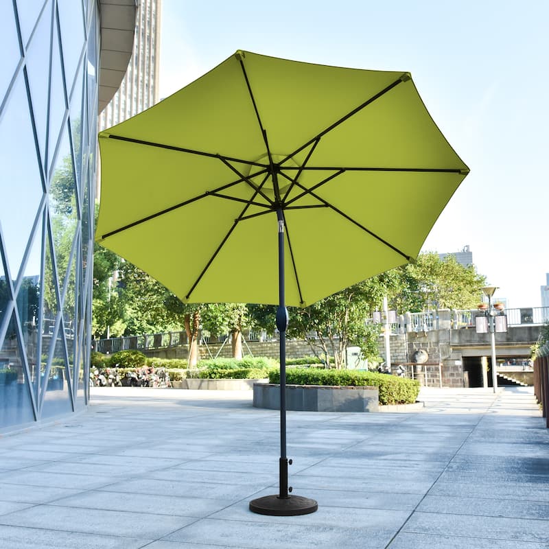 9 Ft Aluminum Patio Umbrella with Decorative Base - Lime