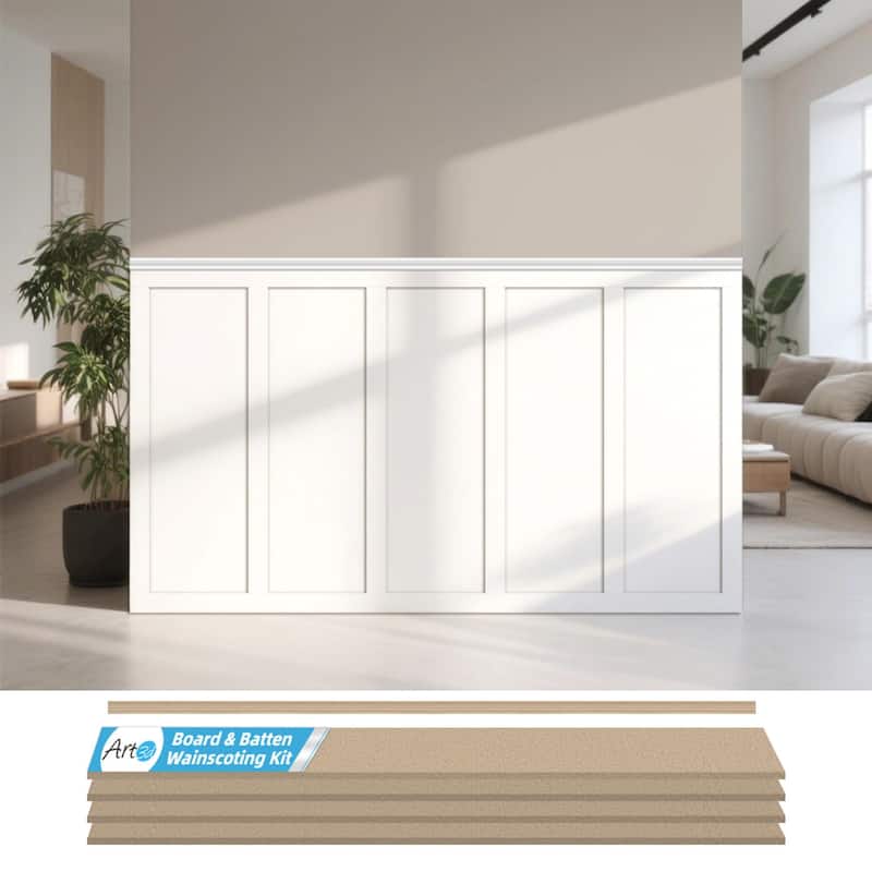 Pre-Cut MDF Wainscoting Kit Wall Decor Molding Strips Includes Trim Pieces