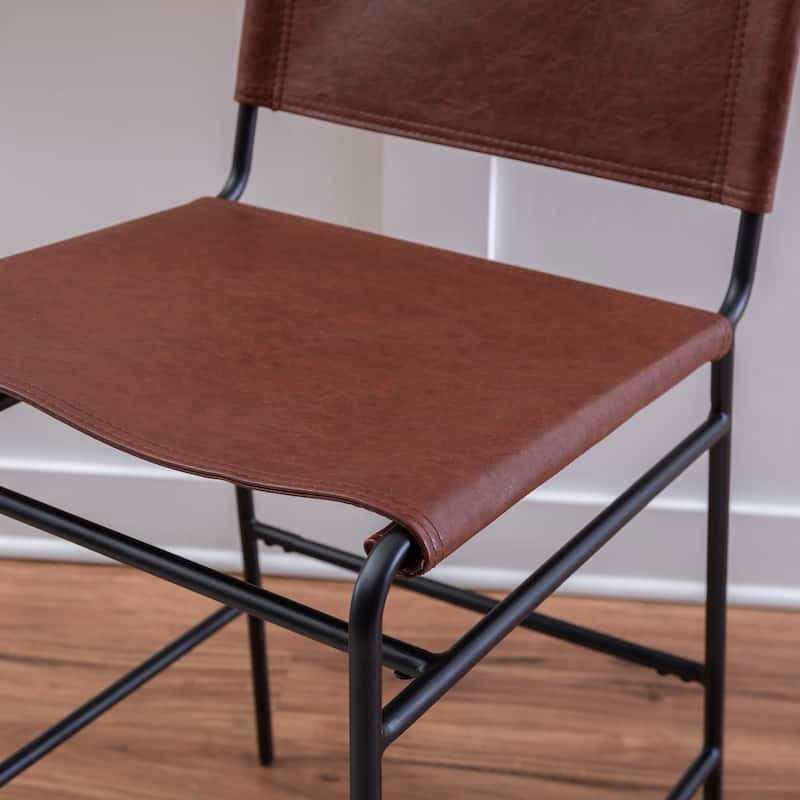 Leffler Metal Faux Leather 25.5-Inch Counter Stool