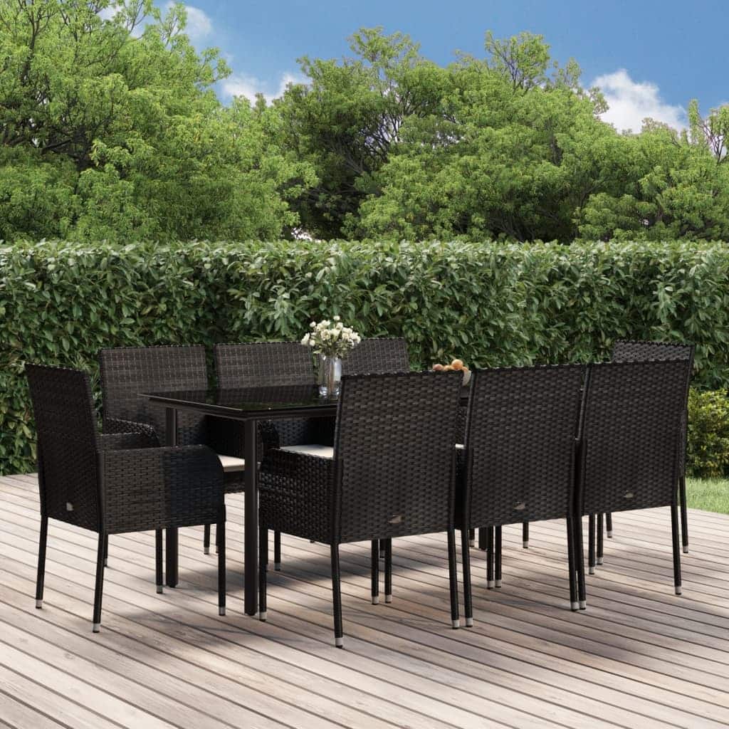 vidaXL 3/5/9/11 Piece Patio Dining Set with Cushions Poly Rattan