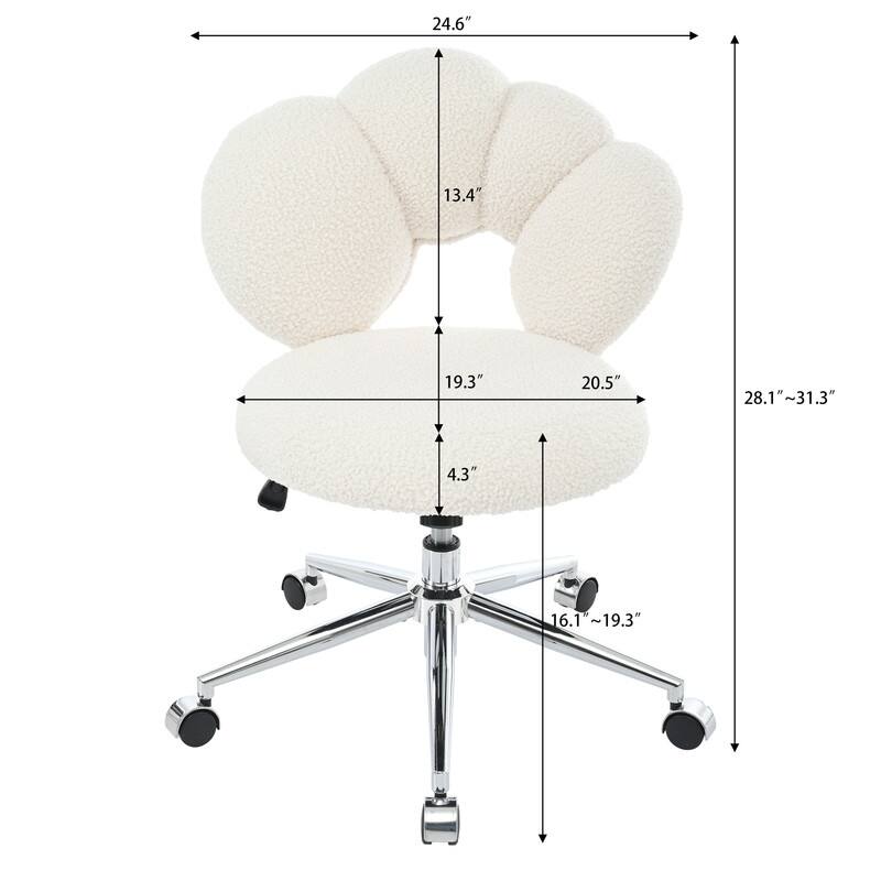 Modern Style Teddy Fabric Home Office Chair with Adjustable Height and 360°Swivel