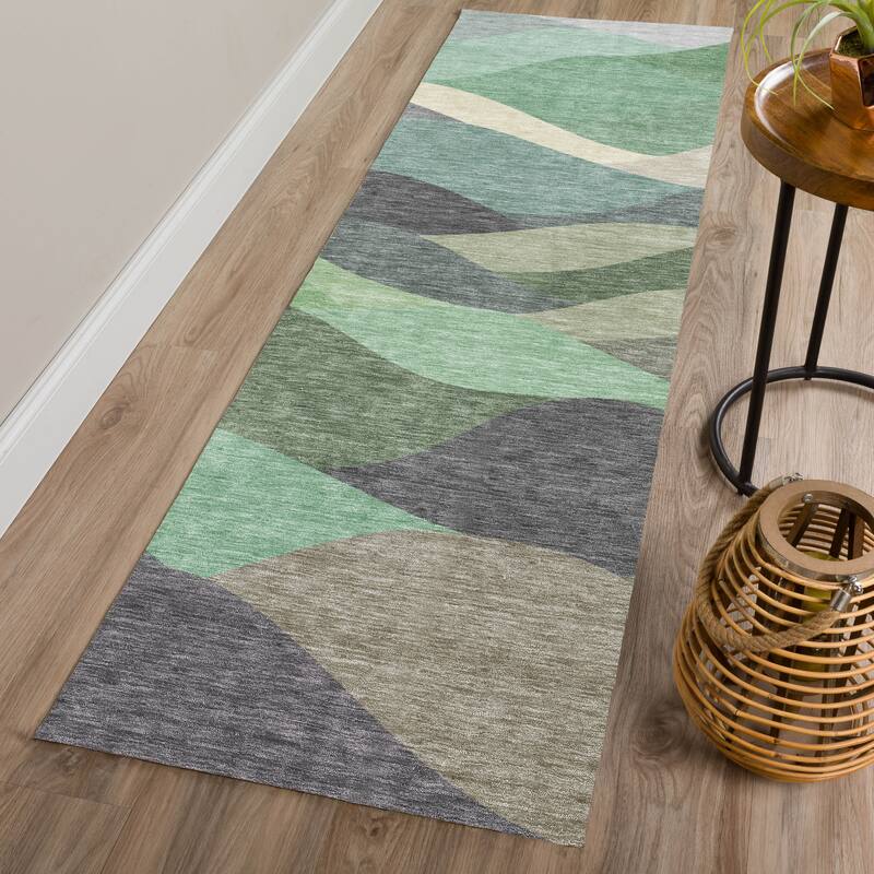 Machine Washable Indoor/ Outdoor Modern Horizon Chantille Rug
