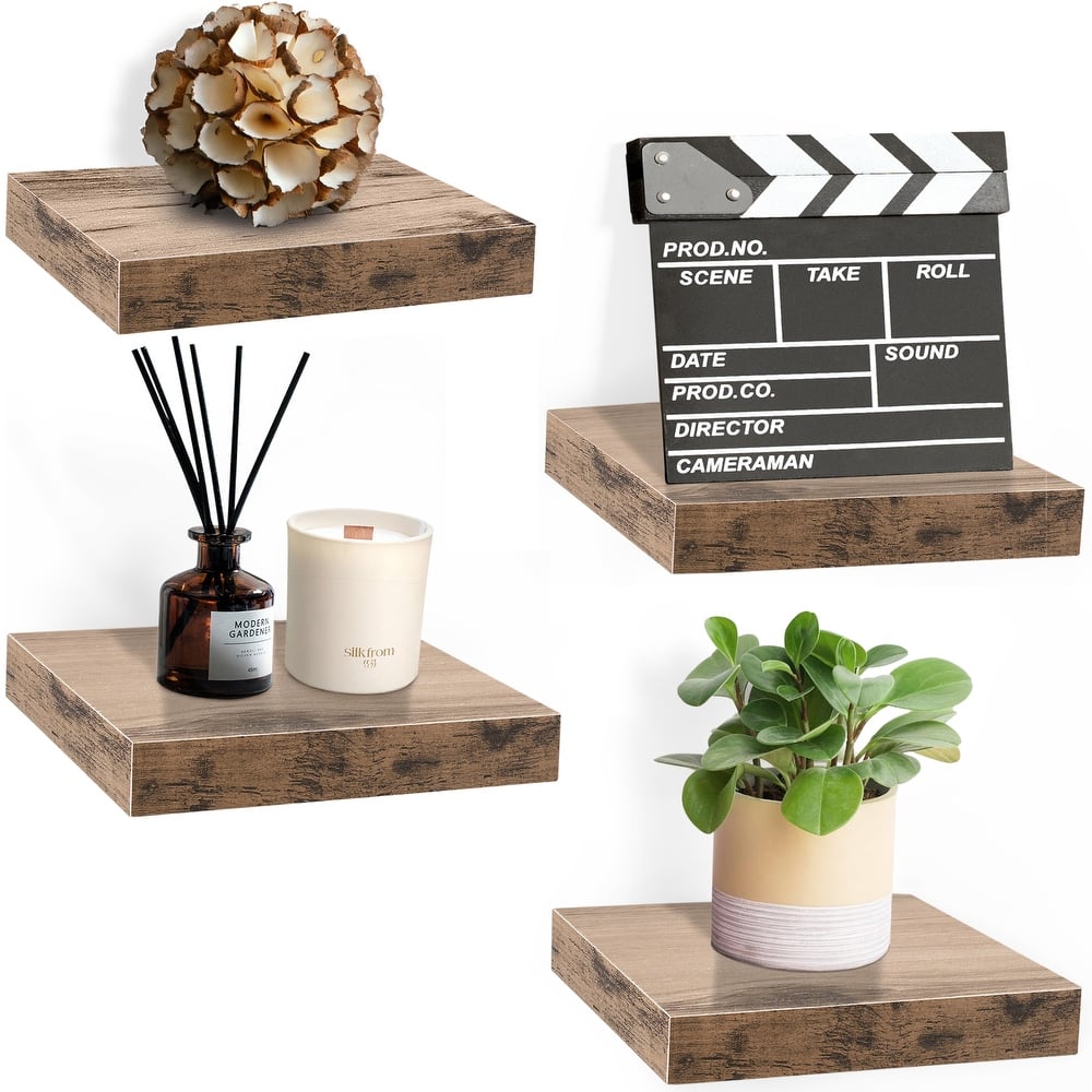 Floating Shelf Square Invisible Mounting (4 Pack) - 9.25" L X 9.25" W 1.5"H