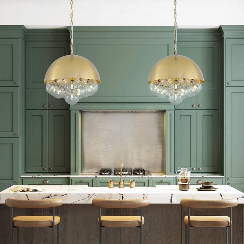 Decorative Cluster Globe Bubble Pendant Light with Dome Style - Brass