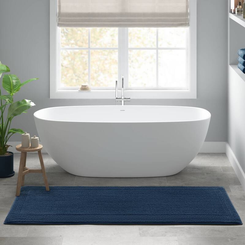 1 PCS 17x24" Cotton Tufted 3000 GSM Reversible Bath Rug Blue