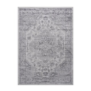 LOOM & LUXE Collection Silver/Oriental Non-Shedding Area Rug