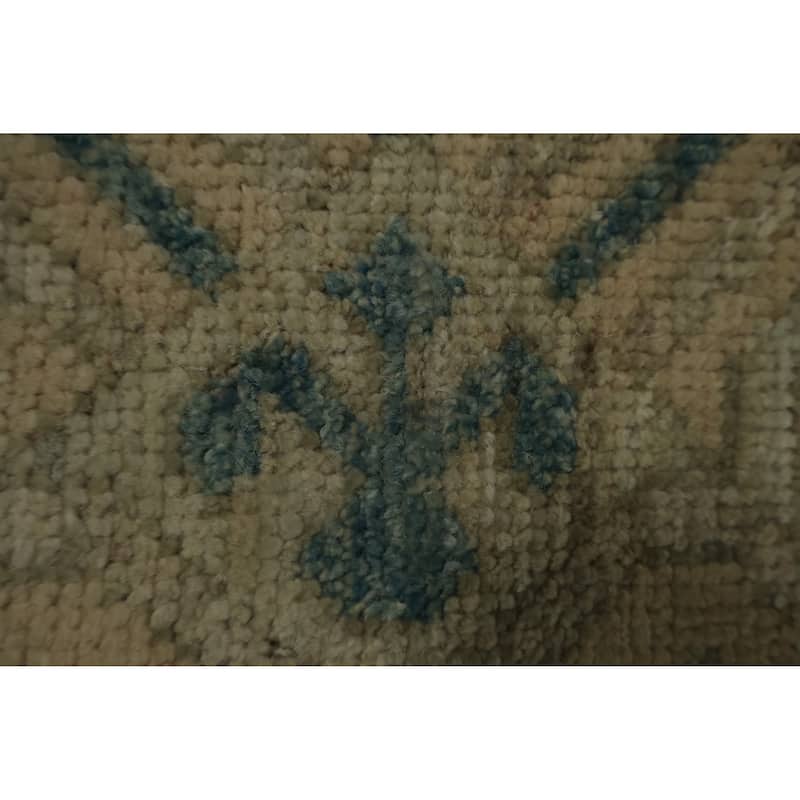 Hand Knotted Oriental 100% Wool Carpet Transitional Geometric Green Khotan Runner Rug - 11' 11'' X 3' 3''