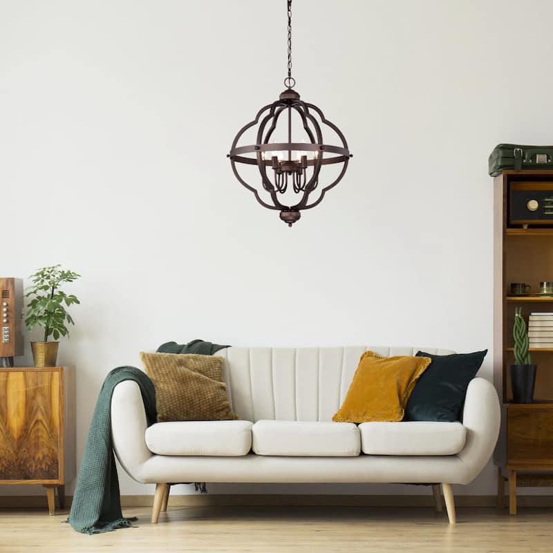 6-Light Oil Rubbed Bronze Indoor Pendant Light - 21.25"x21.25"x27.75"
