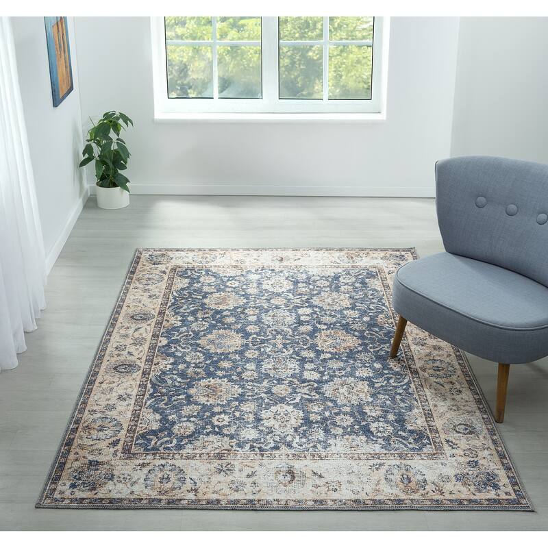 Legacy Cairo Traditional Bordered Washable Area Rug - 9'2" x 12'6" - Blue