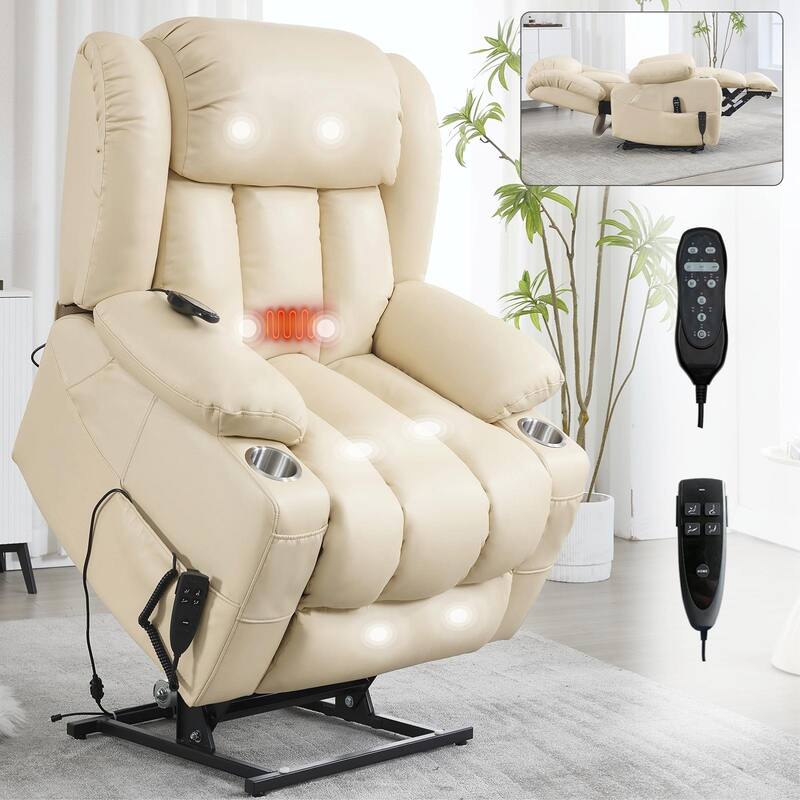 Dual Motor Infinite Position Up to 350 LBS Leatherair Power Lift Recliner Chair