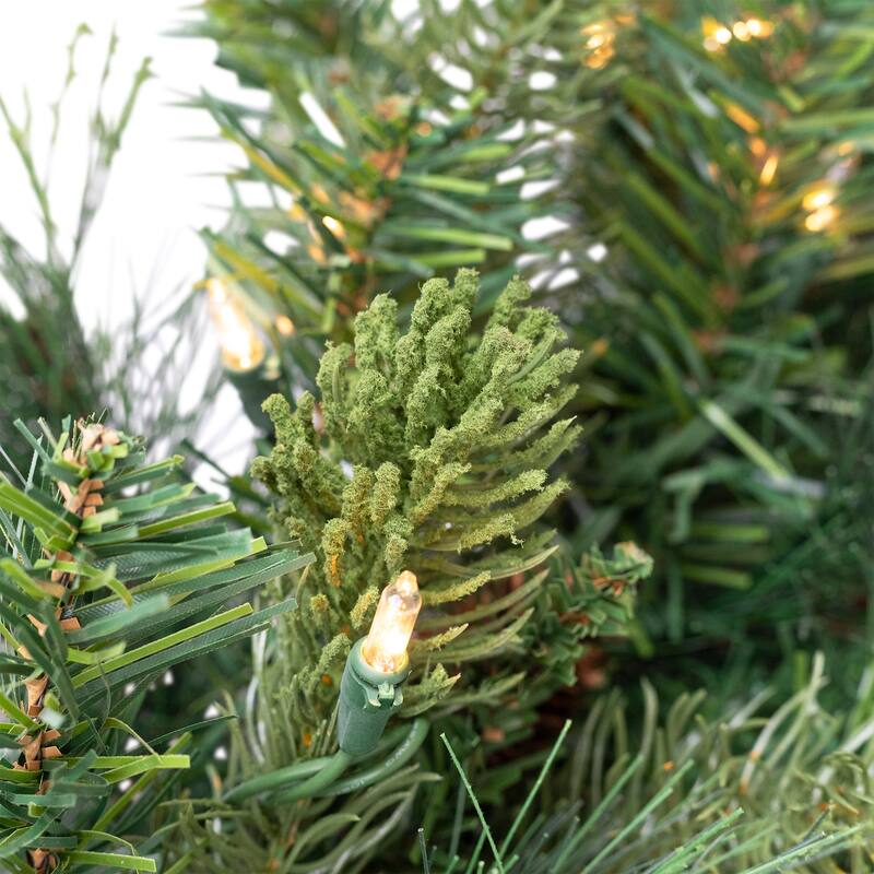 Pre-Lit Flocked Mixed Pine and Pine Cones Artificial Christmas Garland - 9' x 14" - Clear Lights