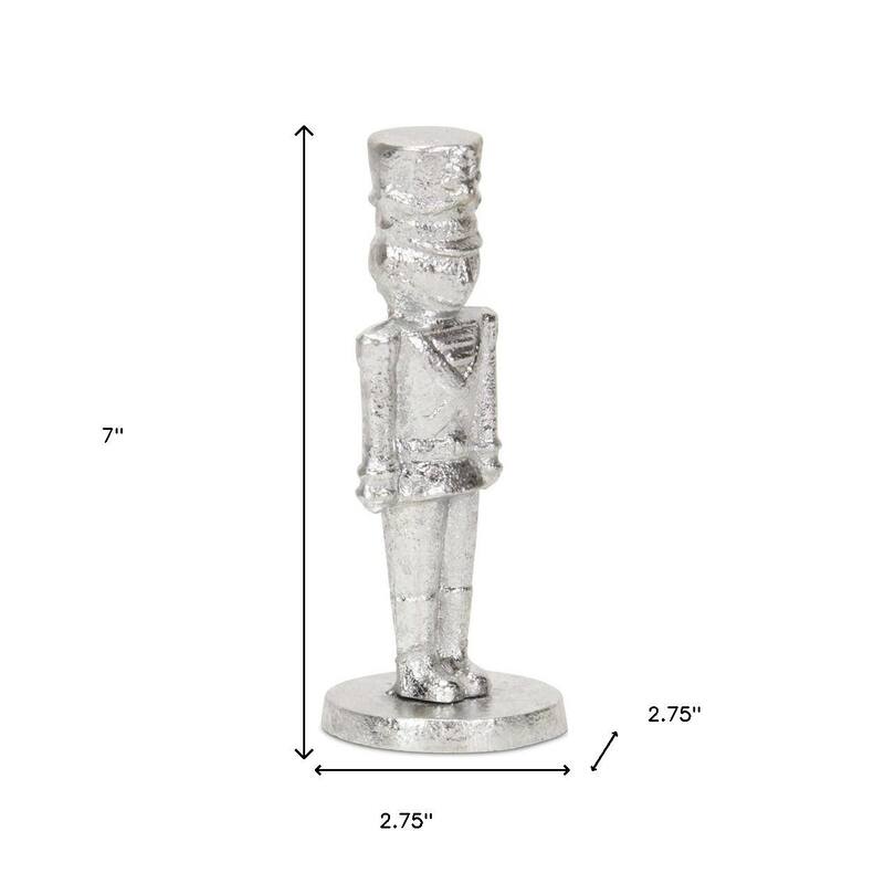 HomeRoots 7" Silver Cast Iron Christmas Nutcracker Figurine - 2.75 in. x 7.00 in. x 2.75 in.