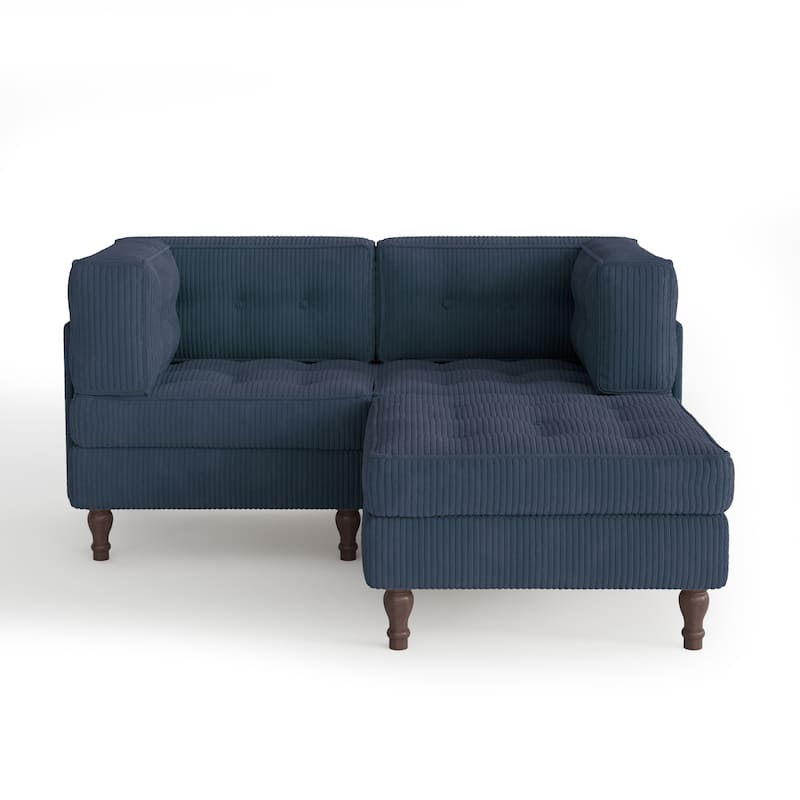 Corduroy Upholstered Modular Corner Sectional Sofa with Reversible Ottoman