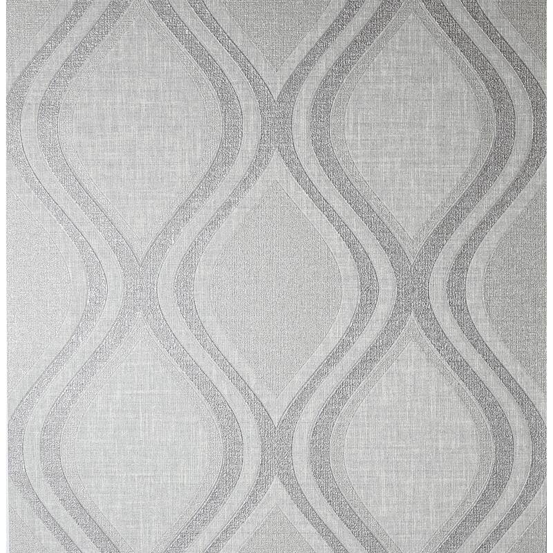 Curve Geometric Grey Heavyweight Vinyl Wallpaper - 20.8 in. W x 33ft L - Double Roll