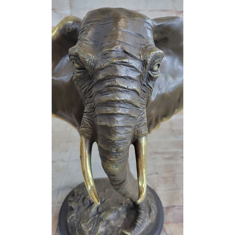 Abstract Floating Imitative Elephant Head Bust Bronze Sculpture Statue Art Africa
