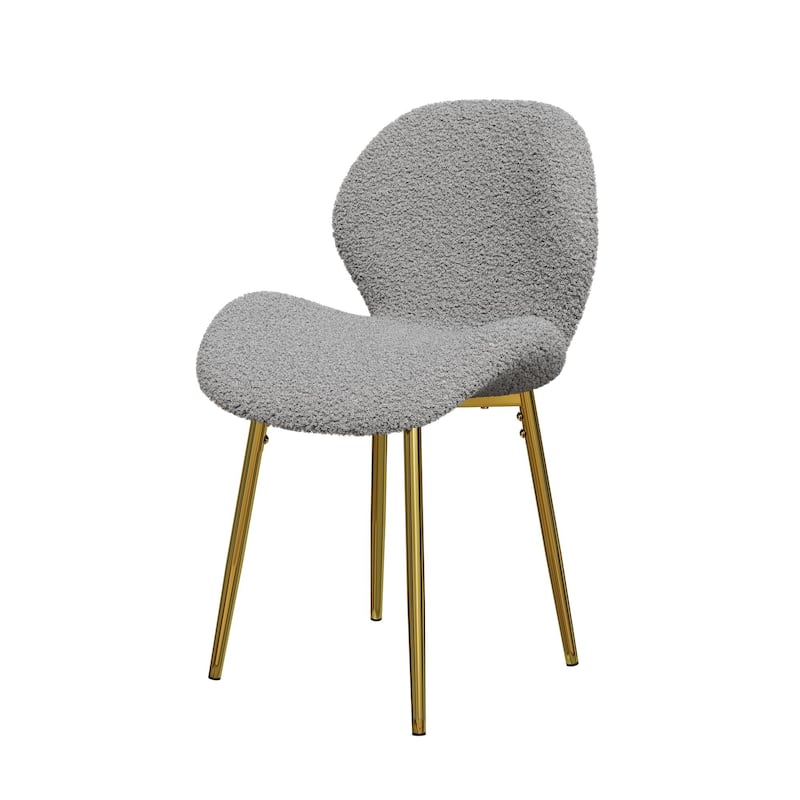 Teddy Dining Chairs Set of 2, Armless Accent Side Chair with Metal Legs and Shell Shaped Backrest for Kitchens