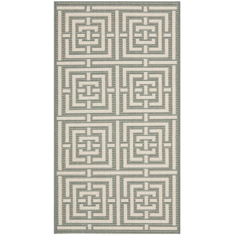 SAFAVIEH Courtyard Ginger Indoor/ Outdoor Waterproof Patio Backyard Rug - 2' x 3'7" - Grey/Cream