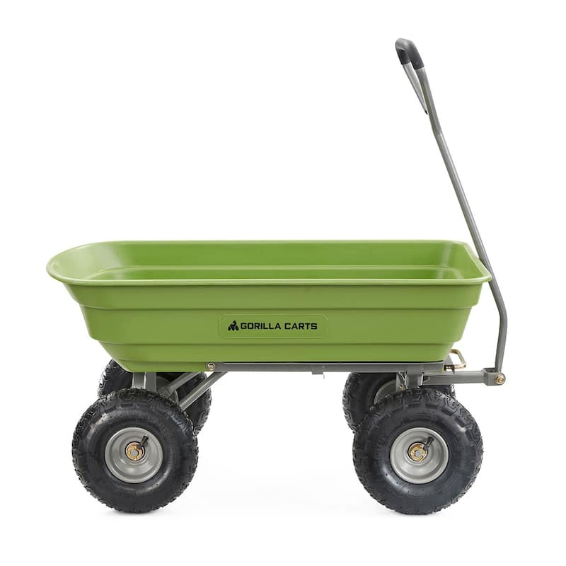 Gorilla Carts 600 Pound Capacity Heavy Duty Poly Yard Dump Utility Cart, Green - 31.5