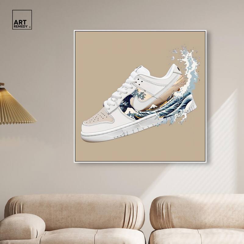 Great Wave Sneaker Splash Canvas by Art Remedy