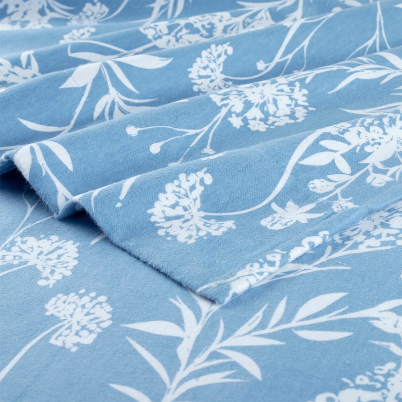 Pointehaven Printed Cotton 180 GSM Deep Pocket Oversized Brushed Flannel Sheet Set