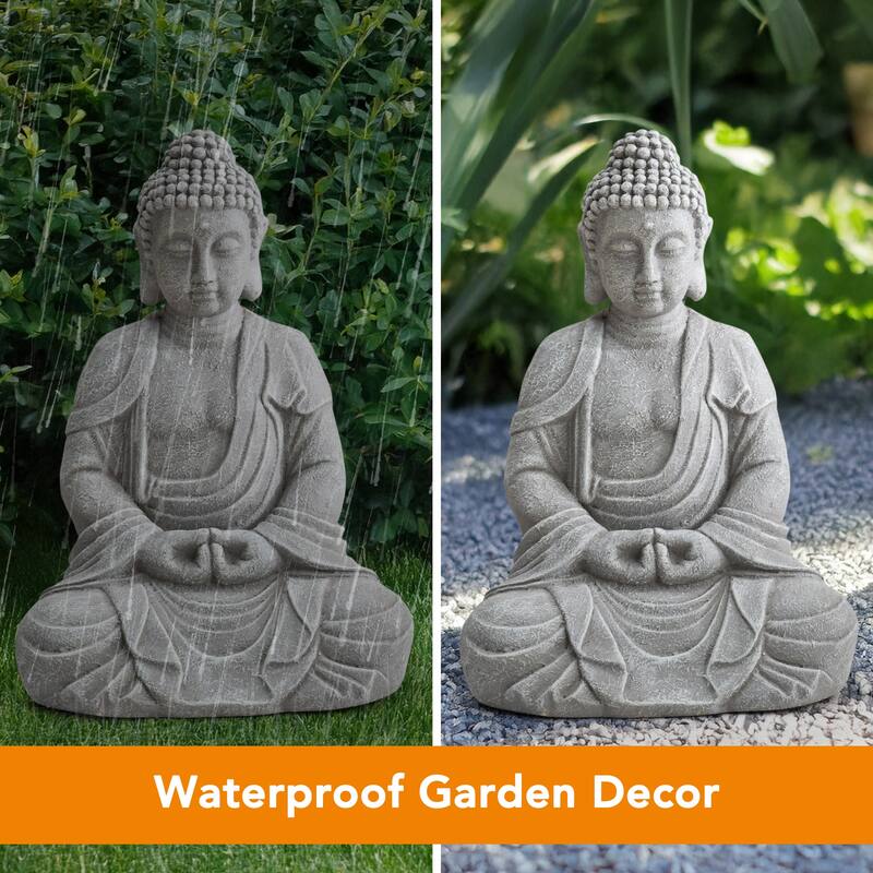 Outdoor Buddha Statue 20 Inch Large Sized Buddha Garden Statue Monk Sculpture Decorative Sunjoy