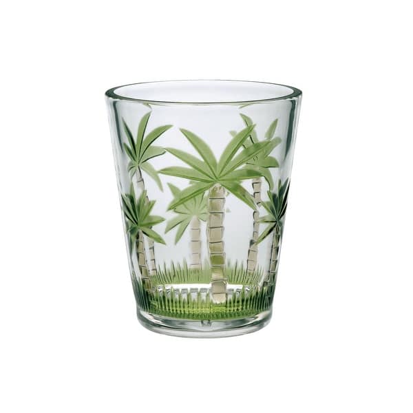 slide 2 of 5, LeadingWare DOF Palm Tree Design Acrylic Drinking Glasses Set of 4 (15oz) - 4.88" W x 4.88" L x 4.5" H Palm Tree Design