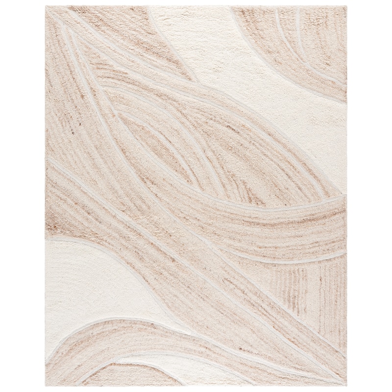 SAFAVIEH Handmade Casablanca Shag Harue Wool Rug - 8' x 10' - Beige/Ivory