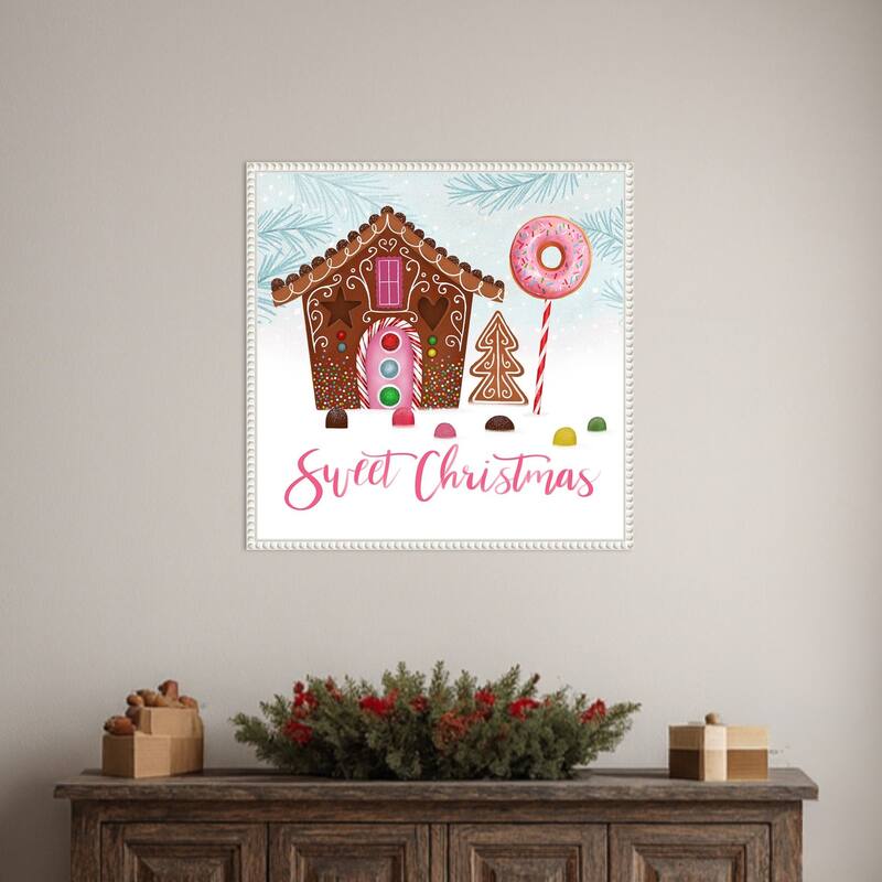 Sweet Holidays I by Victoria Borges (22 x 22 in.), Framed Canvas Wall Art Print - Sylvie Beaded White