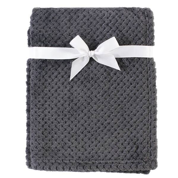 slide 1 of 1, Hudson Baby Infant Plush Waffle Blanket, Charcoal, One Size - Charcoal - One Size One Size - Charcoal