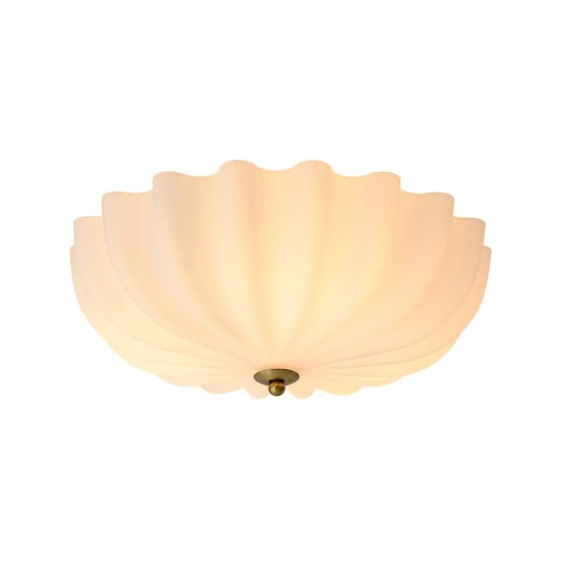 15.7''W 3-Light Shell Scalloped Glass Semi-Flush Mount