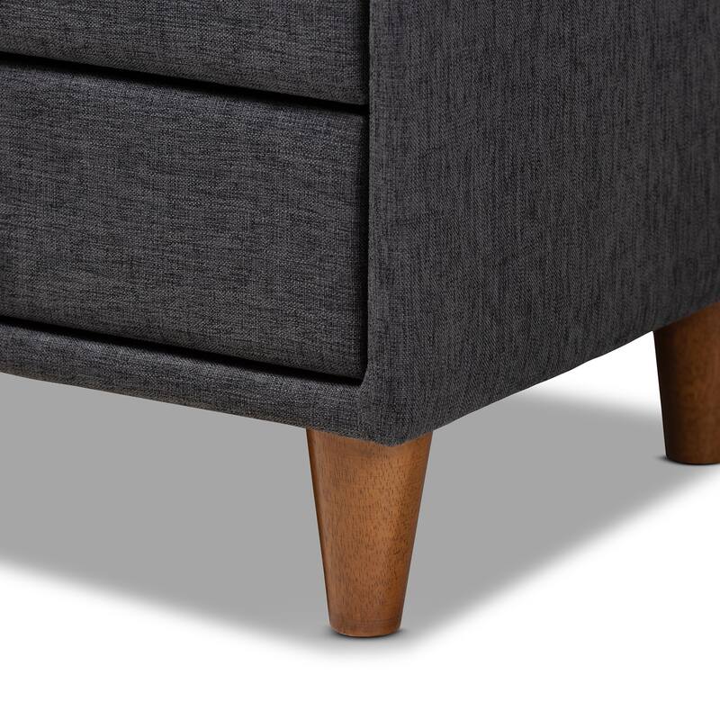 Modern Nightstand with Drawers - Wood & Fabric Bedside Table, 78" Wide