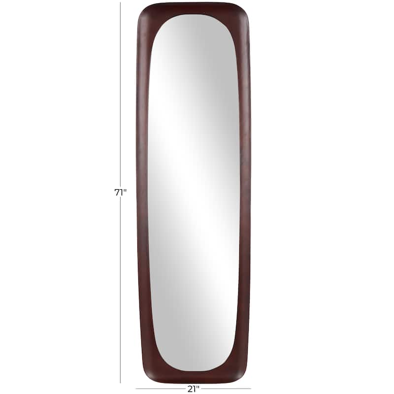 Wood Varnished Oval Wall Mirror - Dark Brown or Brown - Roche River Decor